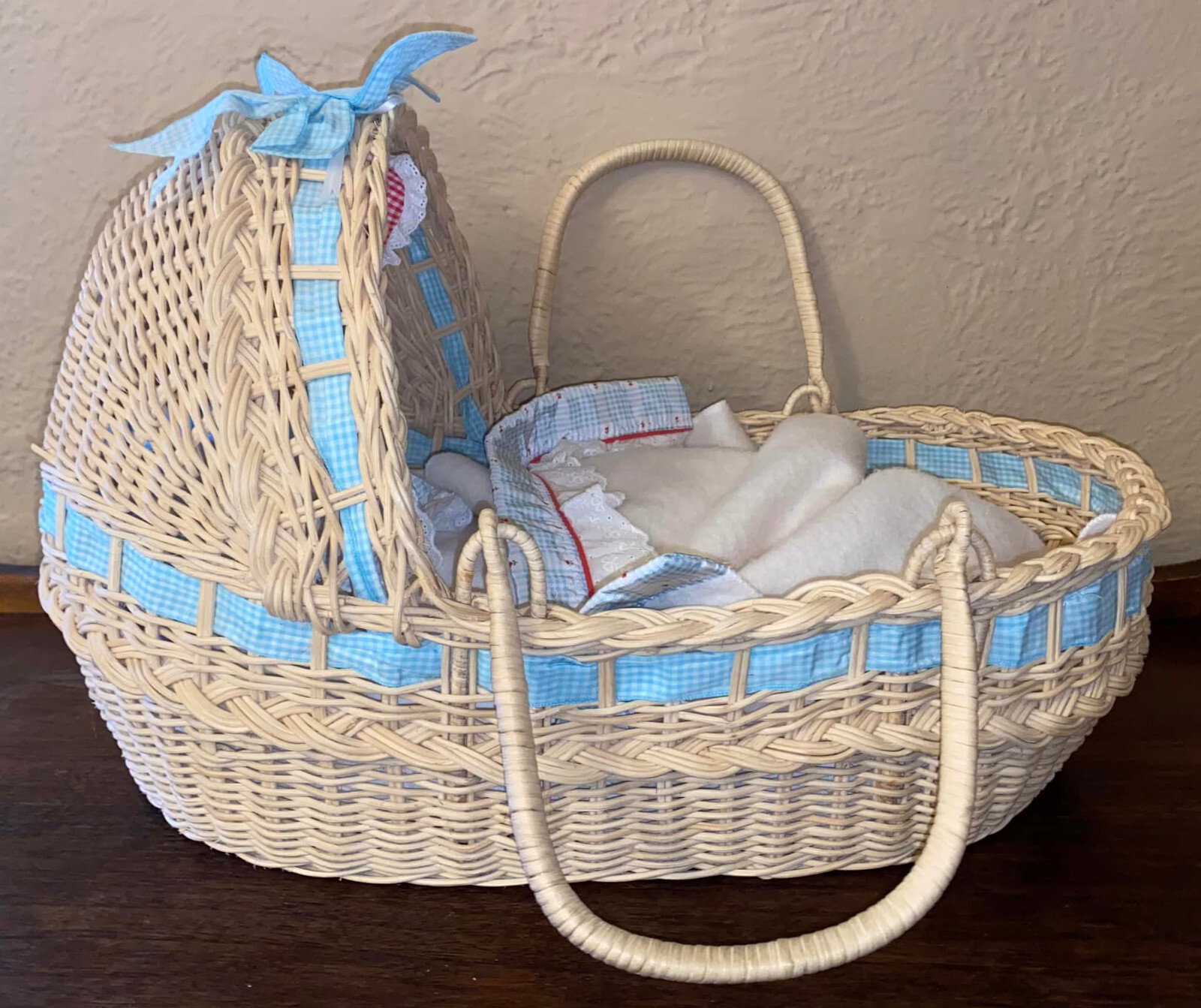 American Girl Bitty Baby Doll Moses WICKER Lullaby Basket w