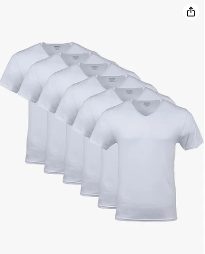 Camisetas De Cuello En V Surtidas Para Hombres Blancas (Paquete De 6) - product listing photo