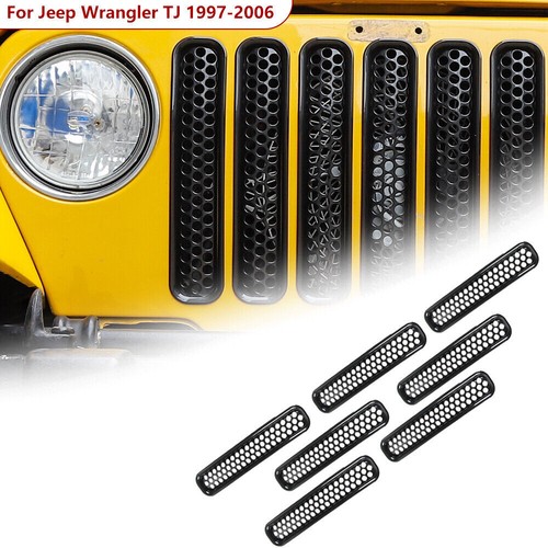 7PCS Honeycomb Mesh Front Grill Inserts for 1997-2006 Jeep Wrangler TJ Unlimited