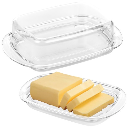 2x Clear Plastic Butter/Cheese Dish Holder w/ Lid Serving Tray Storage Container - Picture 2 of 7