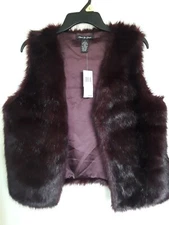 Olivia & Grace Vest Sotana Wine Faux Fur (New) MSRP $80.00 Small