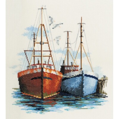 Coastal Britain - Fischkai Kreuzstich-Set von Derwentwater Designs