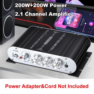 400W 12V 2.1Channel Powerful Stereo Audio Power Amplifier HiFi Bass Amp Car Home