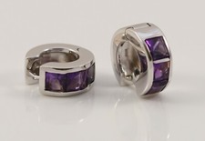 Pianegonda sterling silver earhoop set with 3 square Amathysts