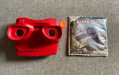 Vtg View Master 3D Red Classic Viewmaster Slide Viewer GAF & Grand Canyon Reels