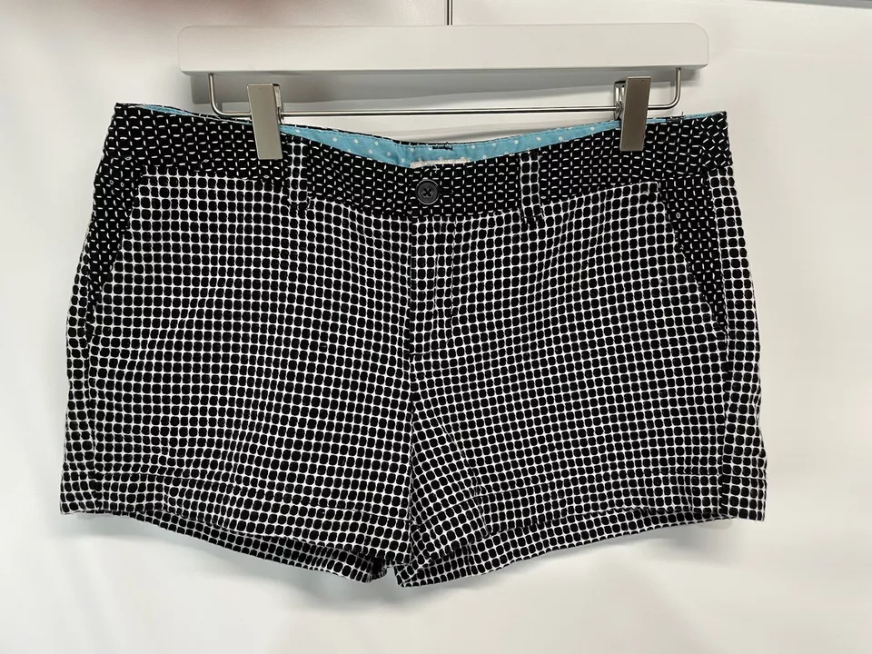 Pantalones Cortos Merona Negro Blanco 2.5" Modernos Planos Tiro Medio Bolsillos Delanteros 100% Algodón 10 Foto 4 de 4