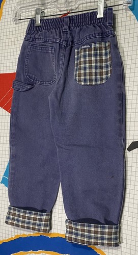 Vintage Osh Kosh B’Gosh Denim Jeans Pants 4T Plaid Flannel Trim Carpenter 80s - Picture 7 of 12