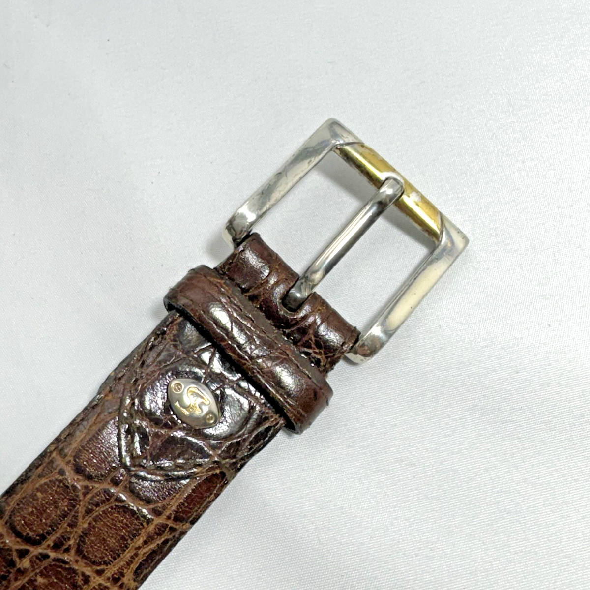 Vintage Authentic SCHUCHARD & FRIESE Brown Leather Belt Croc Embossed Size-36/90 View 5