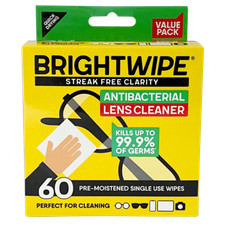 Bright Wipe Lens Wipes 60 Pack Streak Free Clarity Pre-Moistened Towelettes