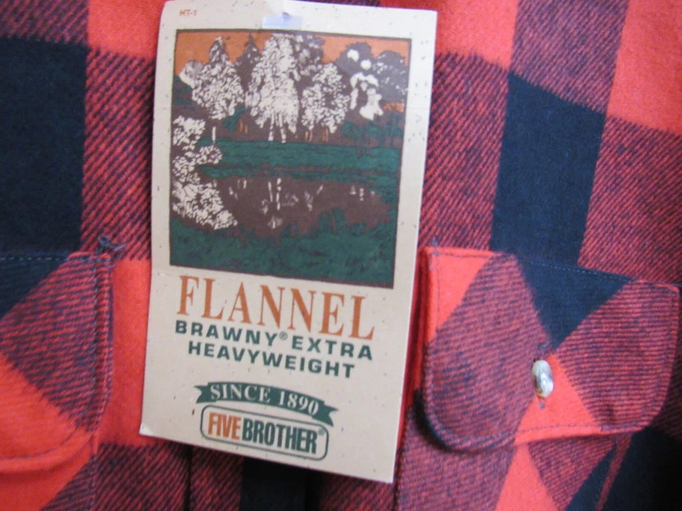 Camisa de franela a cuadros negra/roja extra pesada Five Brother Brawny 2XL EE. UU. NUEVA CON ETIQUETAS Foto 2 de 4