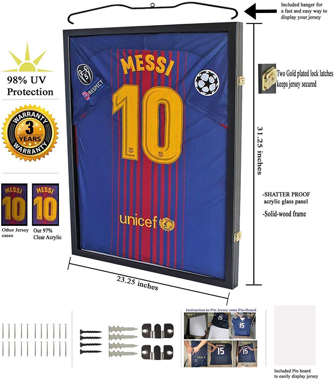 Football Jersey Frame Display Case Jersey Shadow Box PRO UV Grade Acrylic Clear