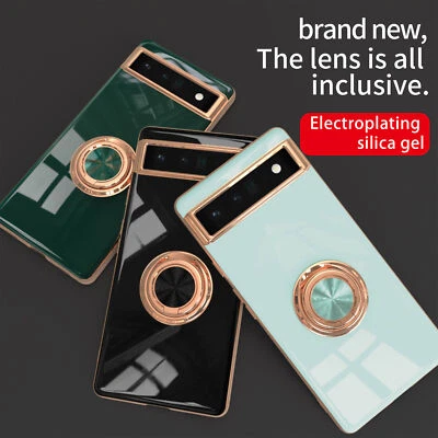 For Google Pixel 7/7Pro Luxury Hybrid Magnetic Plating Case Ring Stand Softcover