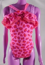 1998 Florida Vacation Barbie Pink Leopard Print Swimsuit One Piece Doll Size