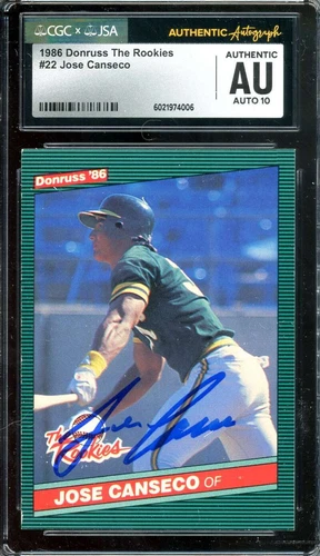 Jose Canseco Gem Mint 10 JSA CGC Coa Signed 1986 Donruss The Rookies Rookie Auto