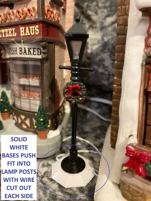 Lemax Street Lamp post holder base stands christmas village 6 pack (White)