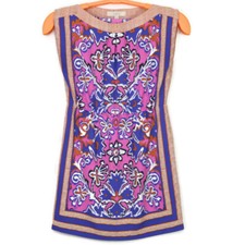Ann Taylor Loft Boat Neck Scarf Dress Size XS Floral Pink Purple Sleeveless