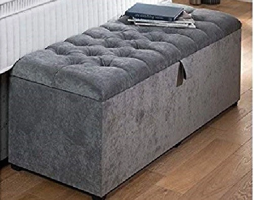 New Large Chesterfield Ottoman Blanket Storage Box in Chenille Fabric all colour