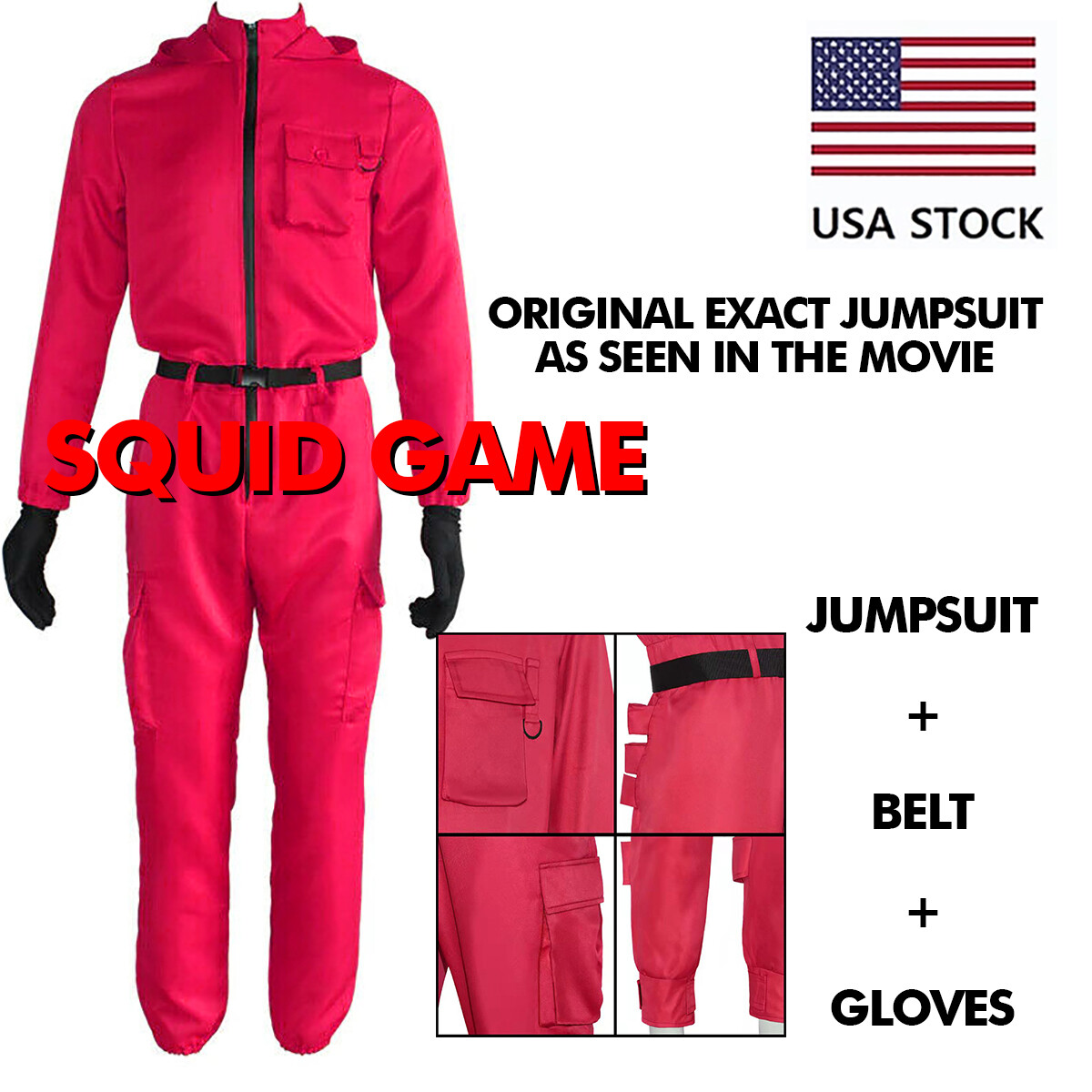 Squid Game OG Pink Jumpsuit Costumes Villain Guard Halloween Cosplay  Coveralls | eBay