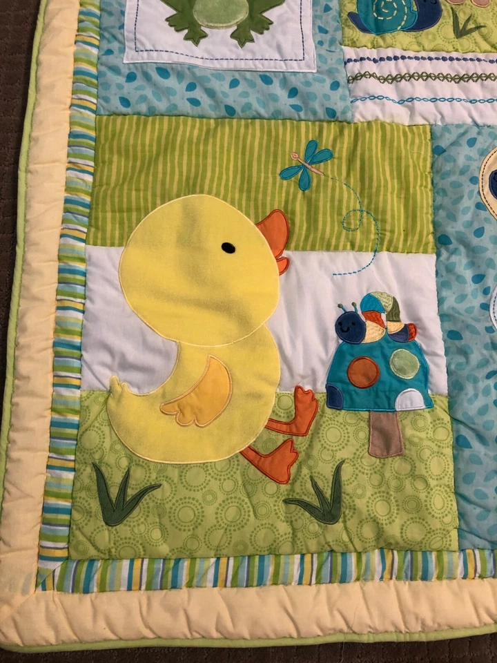 Детское одеяло Tiddliwinks тематика утки лягушки улитки кроватка одеяло 40 дюймов x 32 дюйма - Изображение 2 из 4