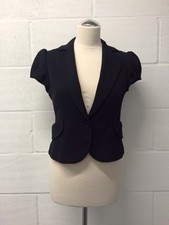 Bcbg Maxazria Women's Black Fully Lined Cup Sleeve Blazer Jacket Size S