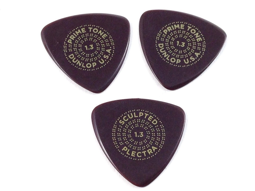 Dunlop Guitar Picks 3 Pack Primetone Small Tri Hand Sculpted Smooth 1.3mm