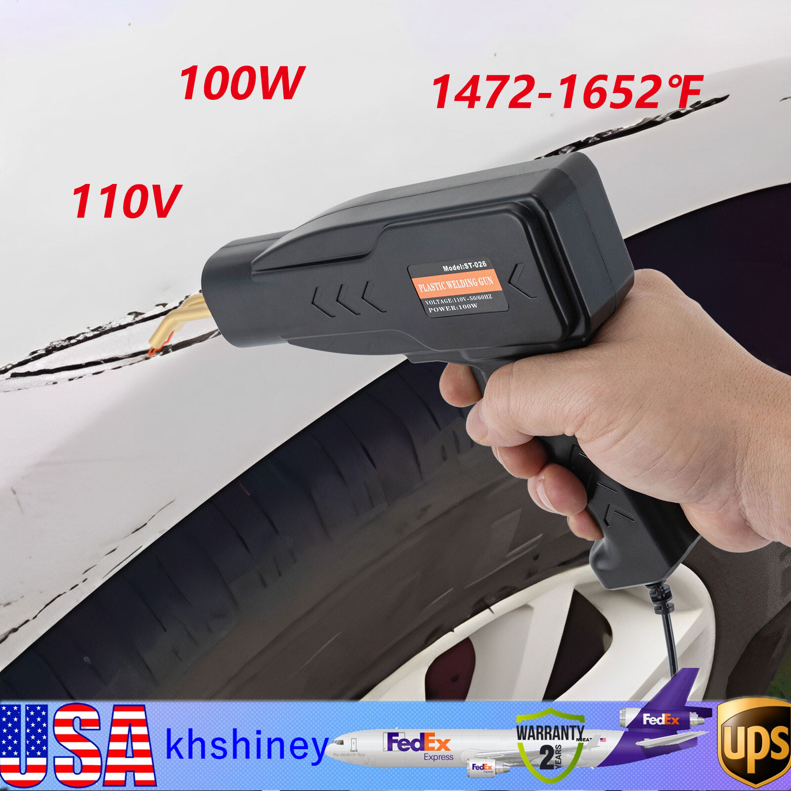 Hot Stapler Gun Plastic Repair Kit for Car Bumper Fender Fairing Welding with 200 Staples Included-image