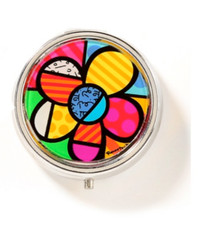 ROMERO BRITTO PILL BOX   FLOWERS  NEW  