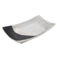 "Schale | Platte \"Silverline\"-Serie Keramik Rechteckige Form Silber Deko Mit Stil"