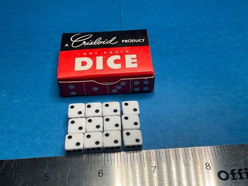 Box of 12 beautiful Vintage New old stock crisloid dice WHITE W-S - Picture 4 of 9