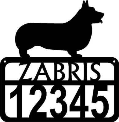 Corgi (Pembroke Welsh Corgi) Personalized Dog Sign with Name & House Numbers