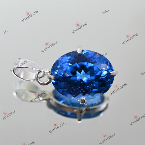 Aguamarina natural de Santa María de 24,40 quilates - Piedra preciosa certificada en colgante de plata 925 - Imagen 7 de 7