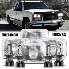 4pcs '' LED Headlights Hi/Lo For GMC C1500 C2500 C3500 1988-1991 Cool white*