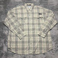 Columbia PFG Omni Shade Super Bahama Shirt Long Sleeve Button Up Sz L Beige Vent