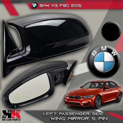 BMW M3 F80 2015 LEFT PASSENGER WING MIRROR 5PIN POWER FOLD BLACK C0176103U6680