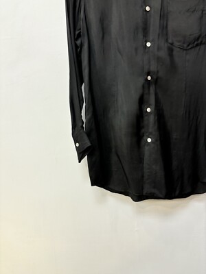 Designer COMME des GARCON Black Silk Blouse Button Down Oxford