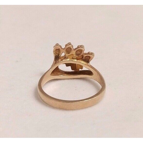 SOLID TRI - TONED GOLD GRAPES PATTERN RING. SIZE … - image 4