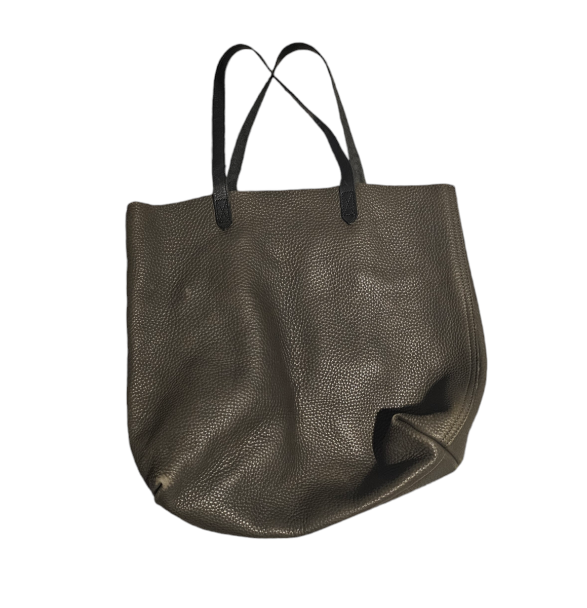 Madewell Gray Leather Transport Tote Handbag Bag