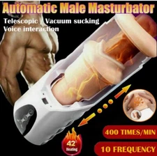 Masturbaters Automatic HandsFree Male Telescopic Heating Cup Stroker Men Sex Toy