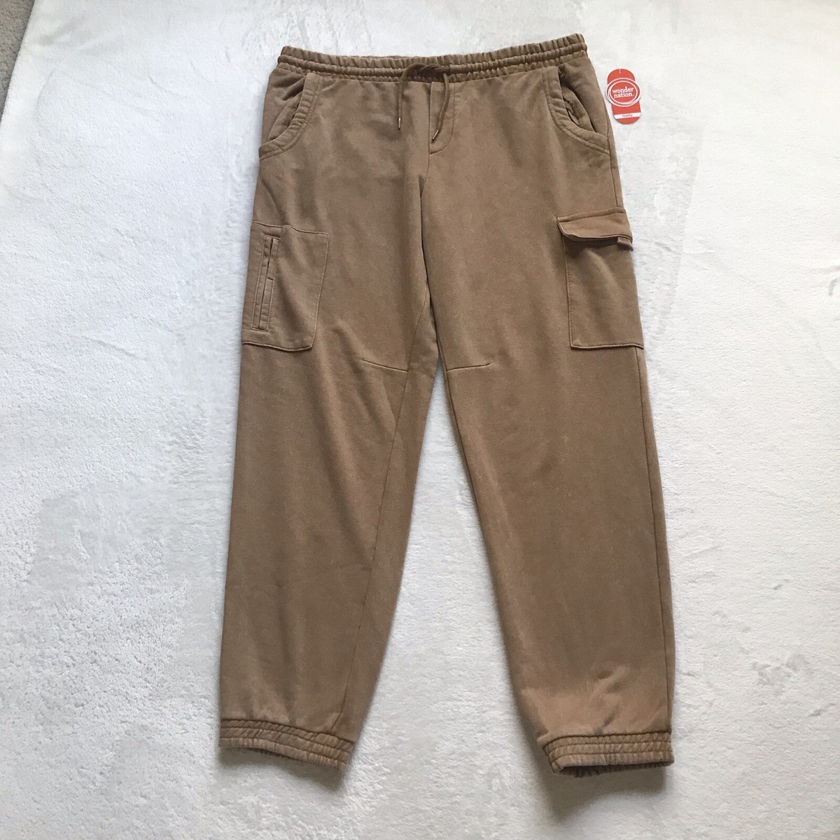 WN Boys Brown Elastic Waist Knit Cargo Jogger Pants Sz XL(14-16