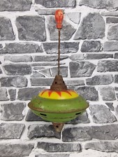 VTG Child Toy Colorful Tin Metal Spinning Top w/ Wood Handle works perfectly