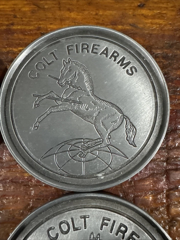Vintage Colt Firearms Rampart Colt Pewter Coasters. Very Rare.  Set Of Four. - Image 3 of 4