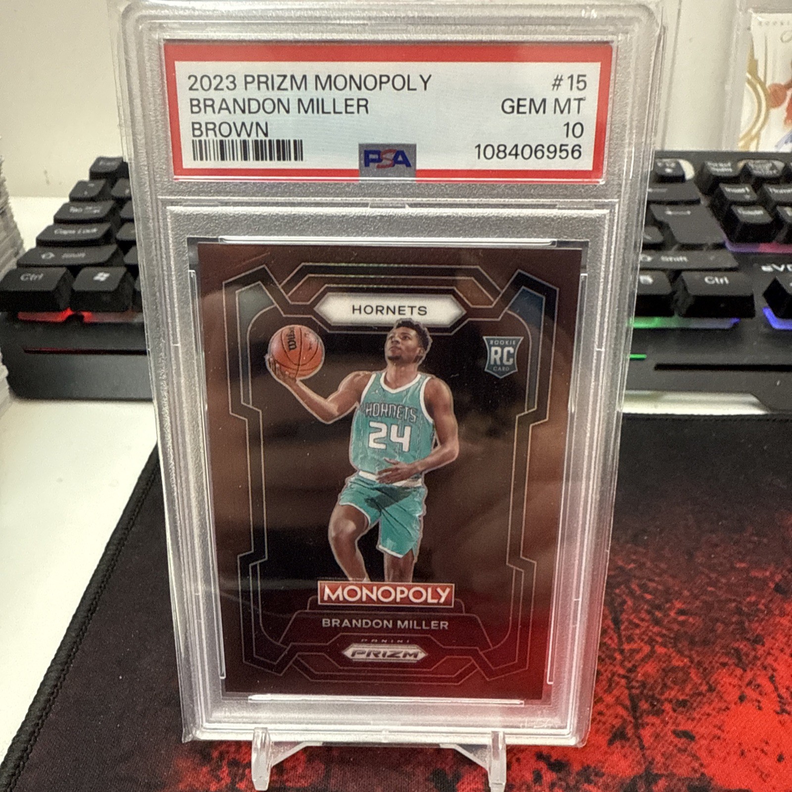 2023-24 Panini Prizm Monopoly Brandon Miller #15 Brown /249 PSA 10