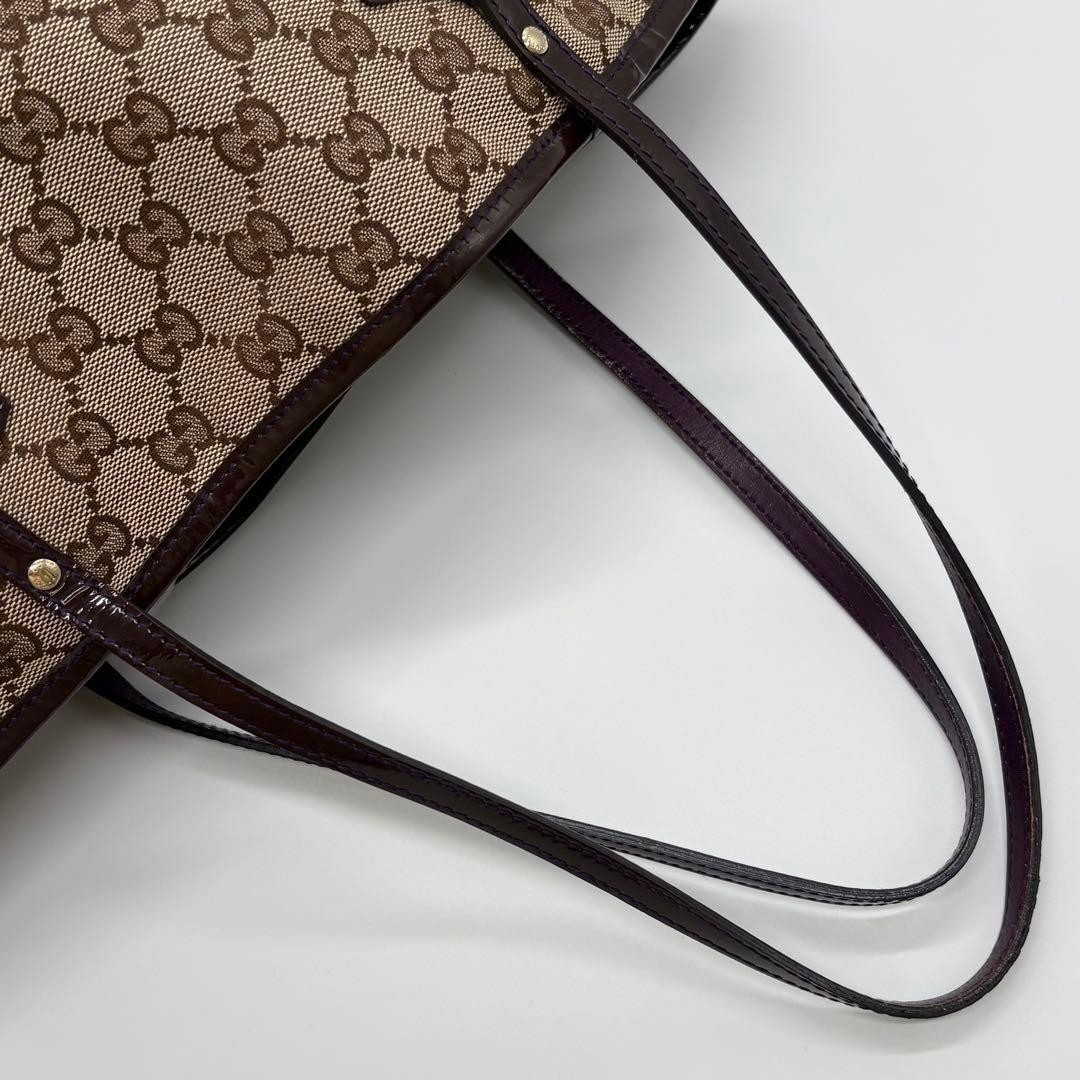 GUCCI 211976 Tote Shoulder Handbag Canvas Leather Brown Vintage Logo From Japan thumbnail 5