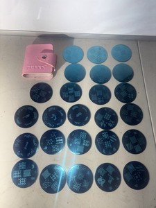 Pueen Nail Stamping Blue Plate Lot of 25 With Storage Case Pink