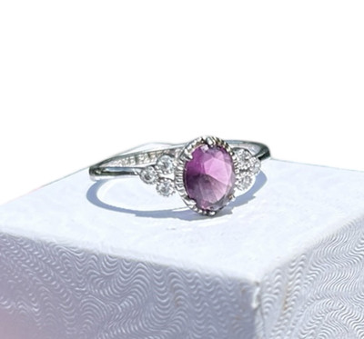 RING BOMB PARTY The Sterling Club Lab Amethyst Sterling Silver .925  Size 11 NIB