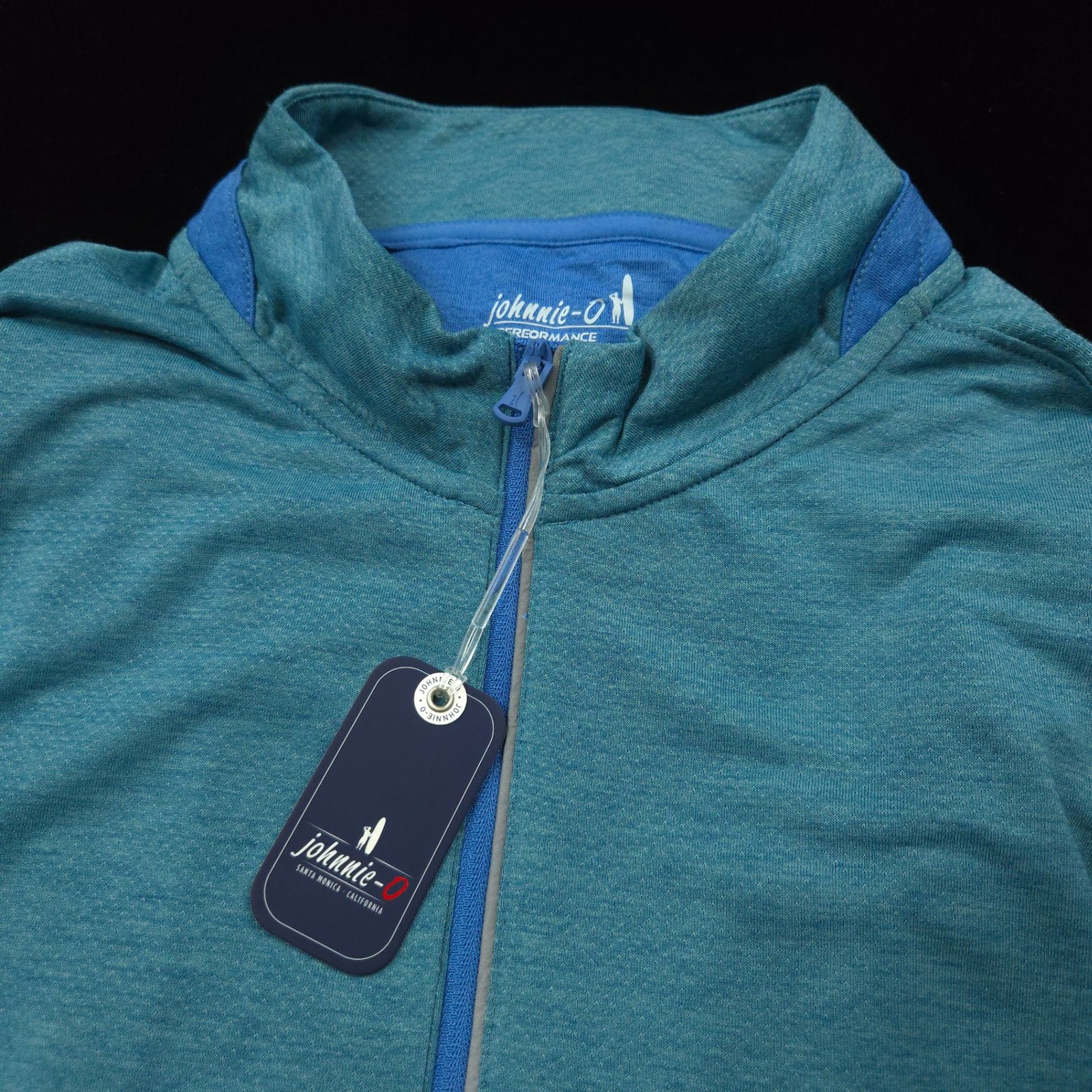 Johnnie-O Performance Sweater Golf 1/4 Zip -XL- Teal Green Pullover Surfer Poly
