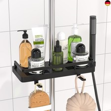 DIYGEEK Duschablage für Duschstange Schwarz, Duschregal ohne Bohren, Badezimmer 