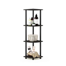 Furinno TURN-N-TUBE Corner Shelf, 4-Tier Round Tube, Espresso/Black