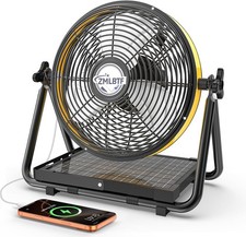 NEW 10" 12-speed Portable Solar Fan with 10W Solar Panel Rechargeable Battery