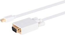 Video Cable - 10 Feet - White 32AWG Mini Display Port to VGA Cable